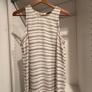 Who What Wear Creamy White and black Stripe Sleeveless Shirt